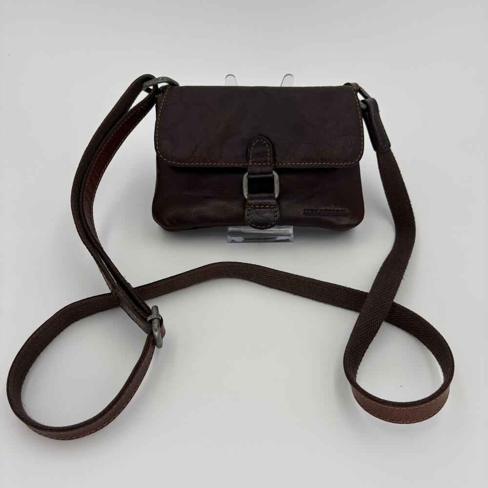 Jack Georges Spikes & Sparrow Dark Brown Leather Multi-Pocket Crossbody Bag